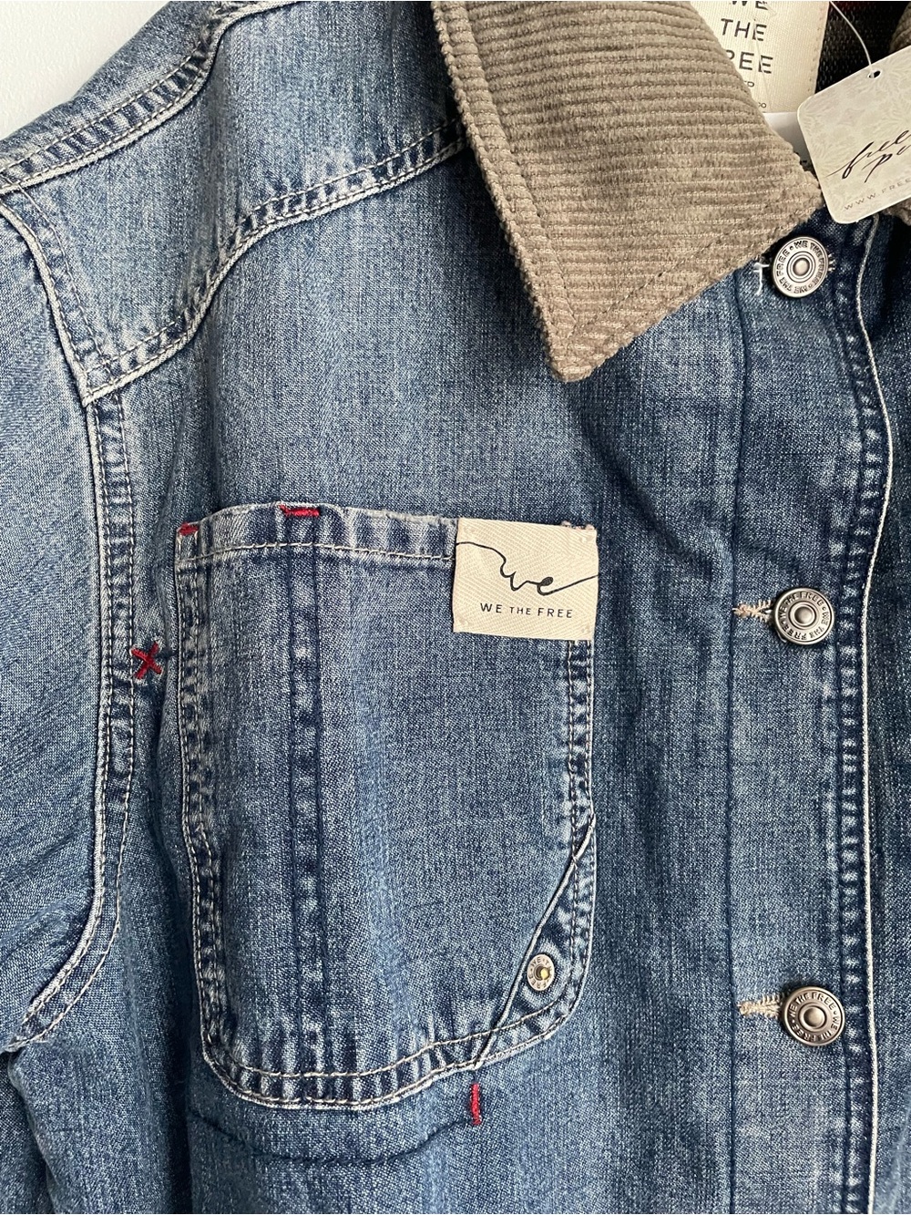 NWT WE THE FREE ($415) Sweet Talk Denim Barn Coat in Century Wash - Picture 5 of 13